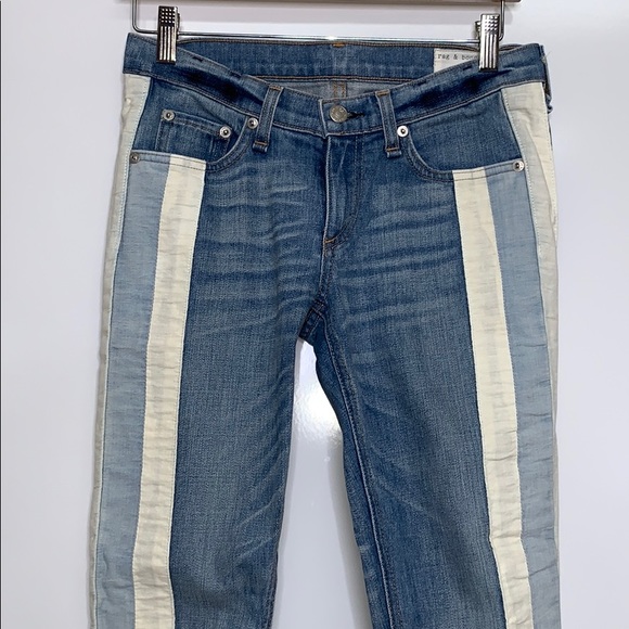 RAG & BONE Relay Skinny Racer Patch Denim Jeans - Picture 3 of 11